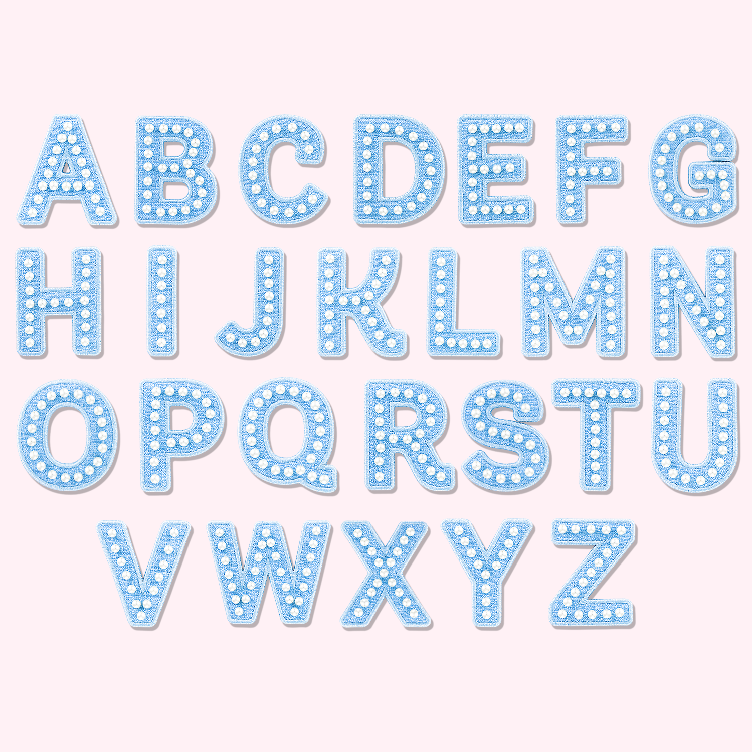 Beaded Pearl Alphabet Letter Stickers, 1/2-Inch, 55-Piece Blue