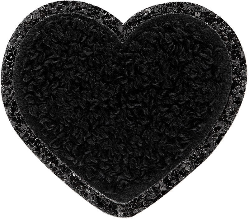 Noir on Noir Glitter Varsity Heart Patch