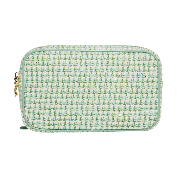 Tweed Double Zip Pouch