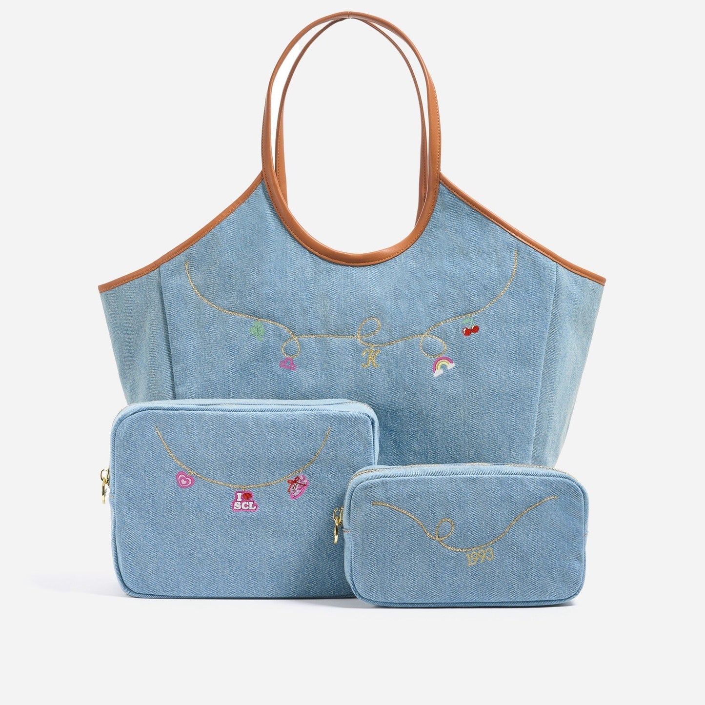 Custom Embroidered Denim Scoop Tote