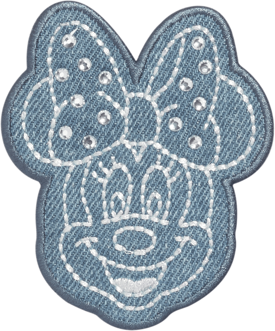 Denim Minnie Mouse Face Patch