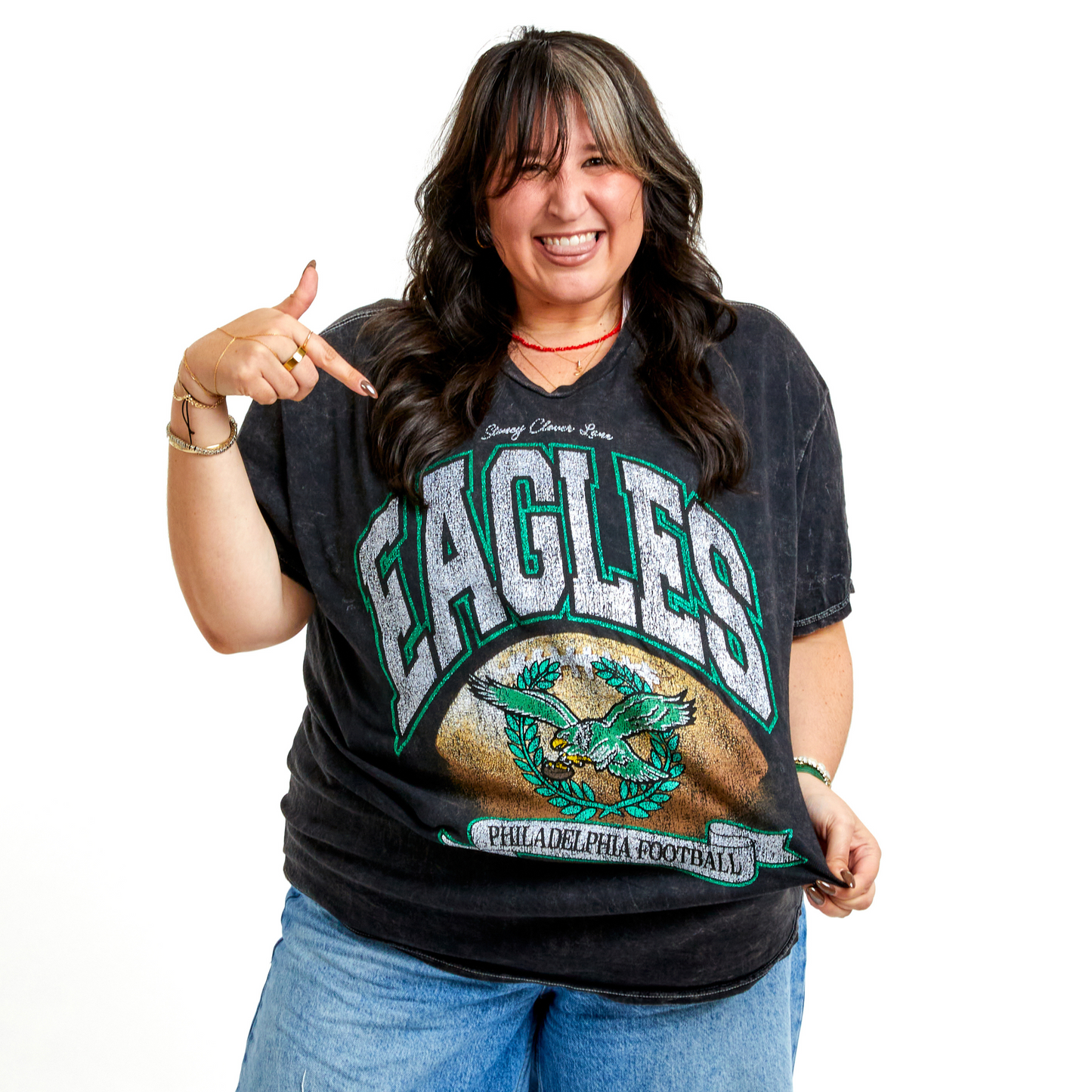 Stoney Clover Lane X '47 Philadelphia Eagles Glitter Rocker Vintage Tee