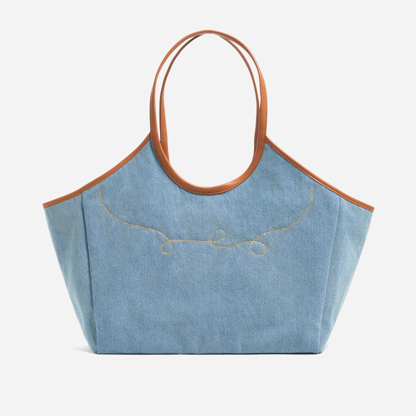 Custom Embroidered Denim Scoop Tote