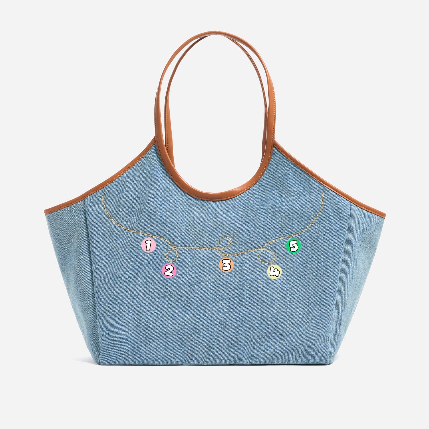 Custom Embroidered Denim Scoop Tote