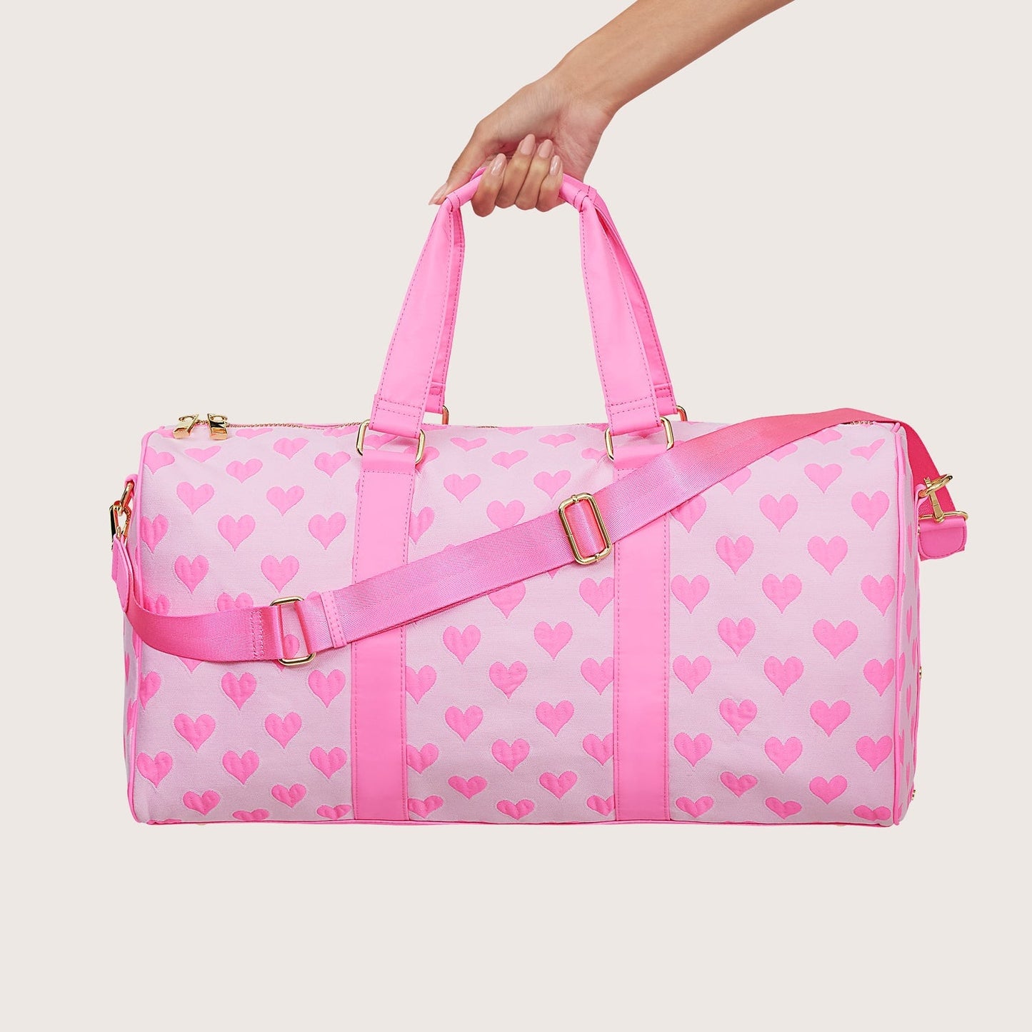 Heart Jacquard Duffle Bag