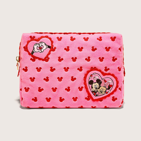 Mickey & Minnie Mouse Heart Patch Large Pouch