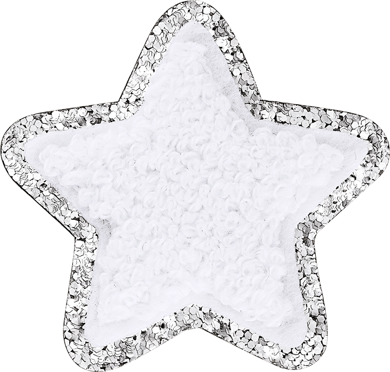 Blanc on Silver Glitter Varsity Star Patch