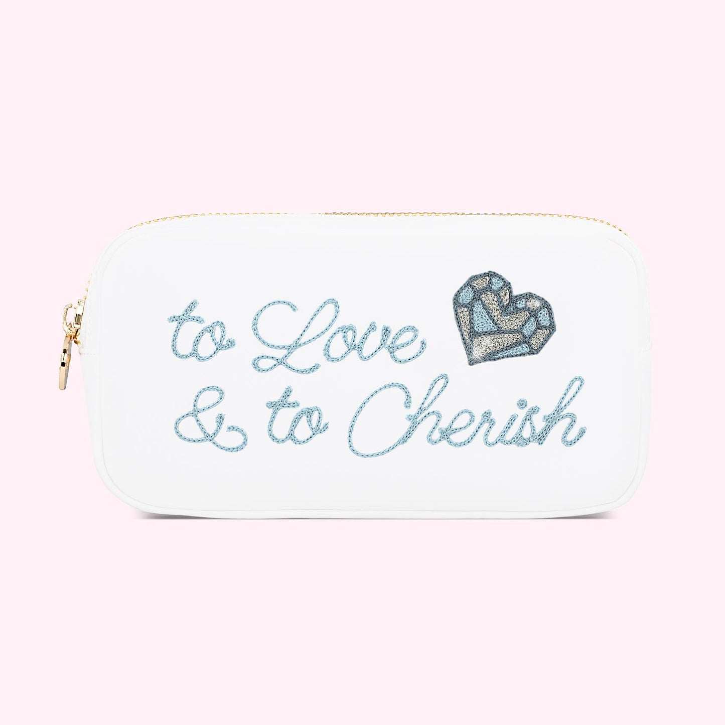 Hand Embroidered To Love & To Cherish Small Pouch