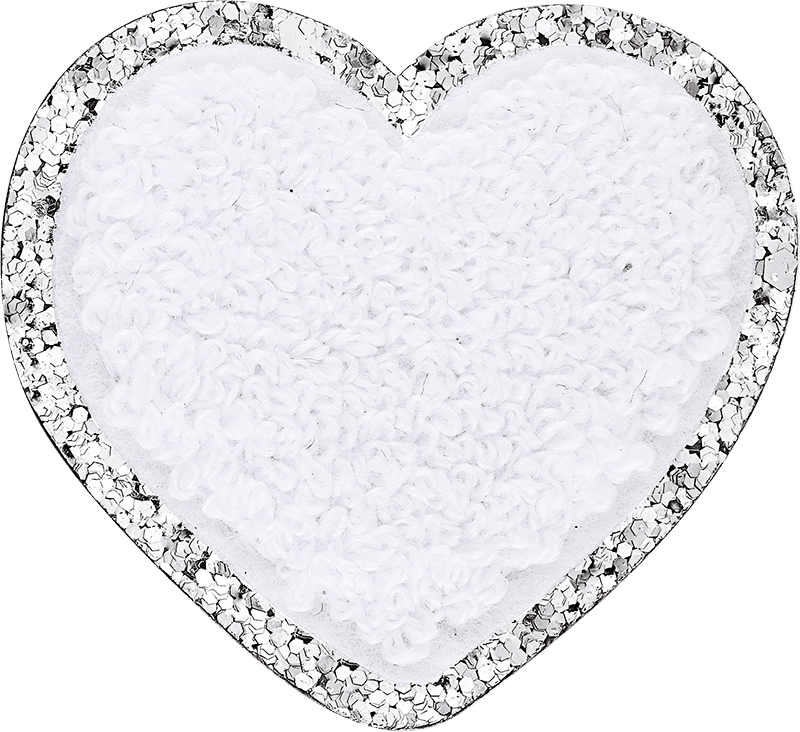 Blanc Glitter Varsity Heart Patch