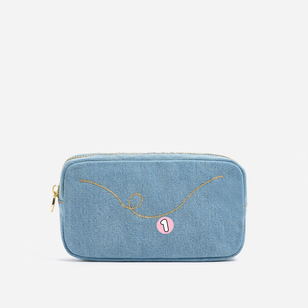 Custom Embroidered Denim Small Pouch