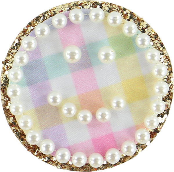 Rainbow Gingham Pearl Smiley Face Patch