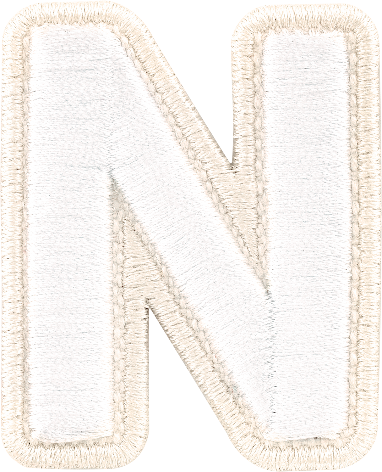 Blanc Rolled Embroidery Letter Patches