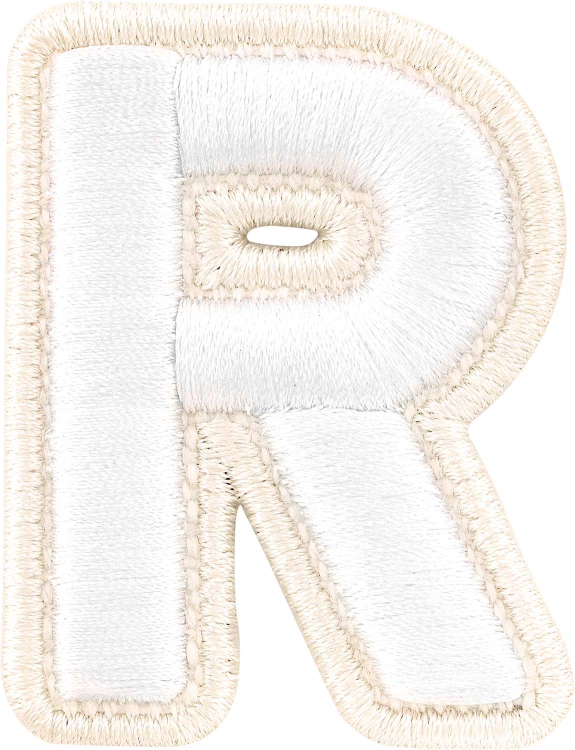 Blanc Rolled Embroidery Letter Patches