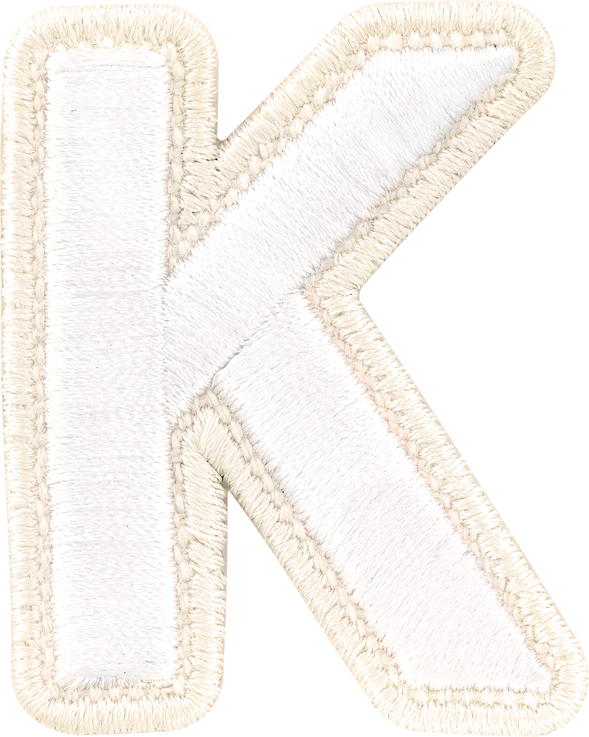 Blanc Rolled Embroidery Letter Patches