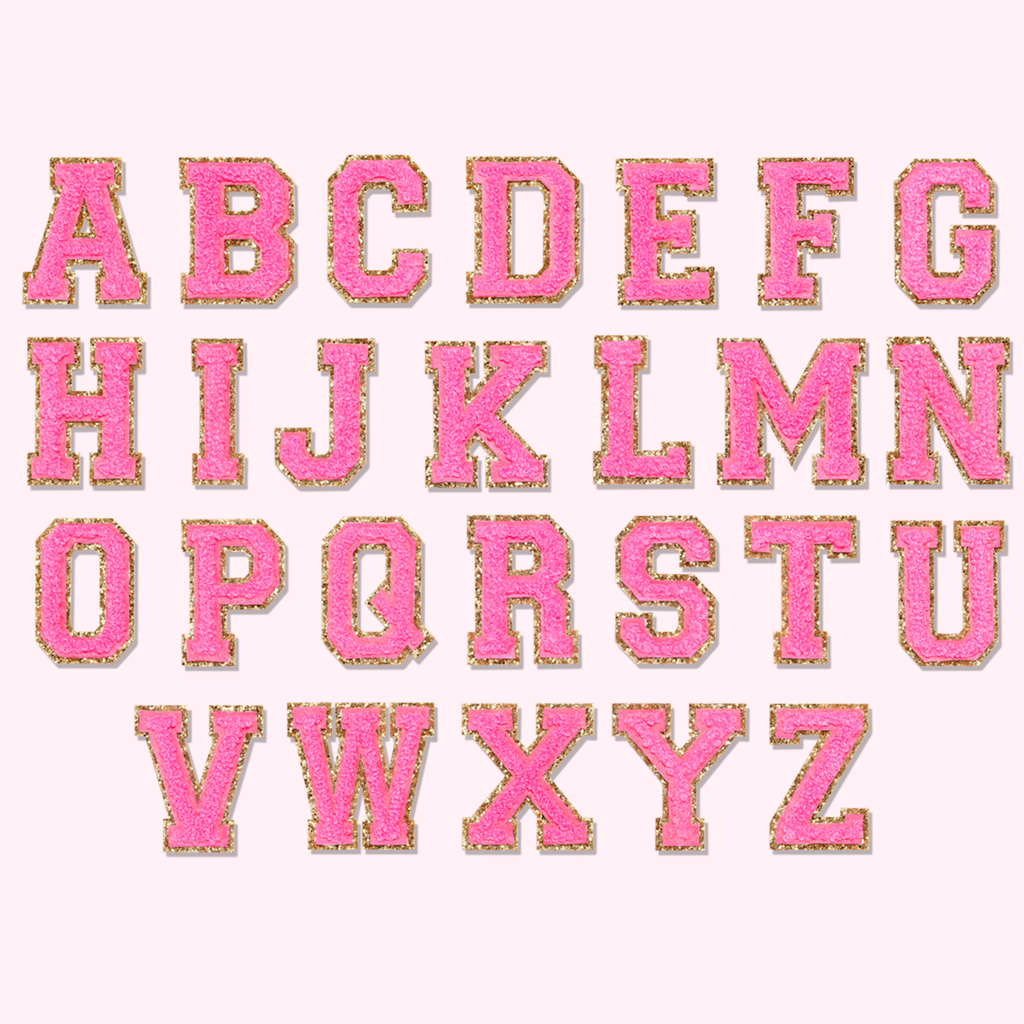 Bubblegum Glitter Varsity Letter Patches