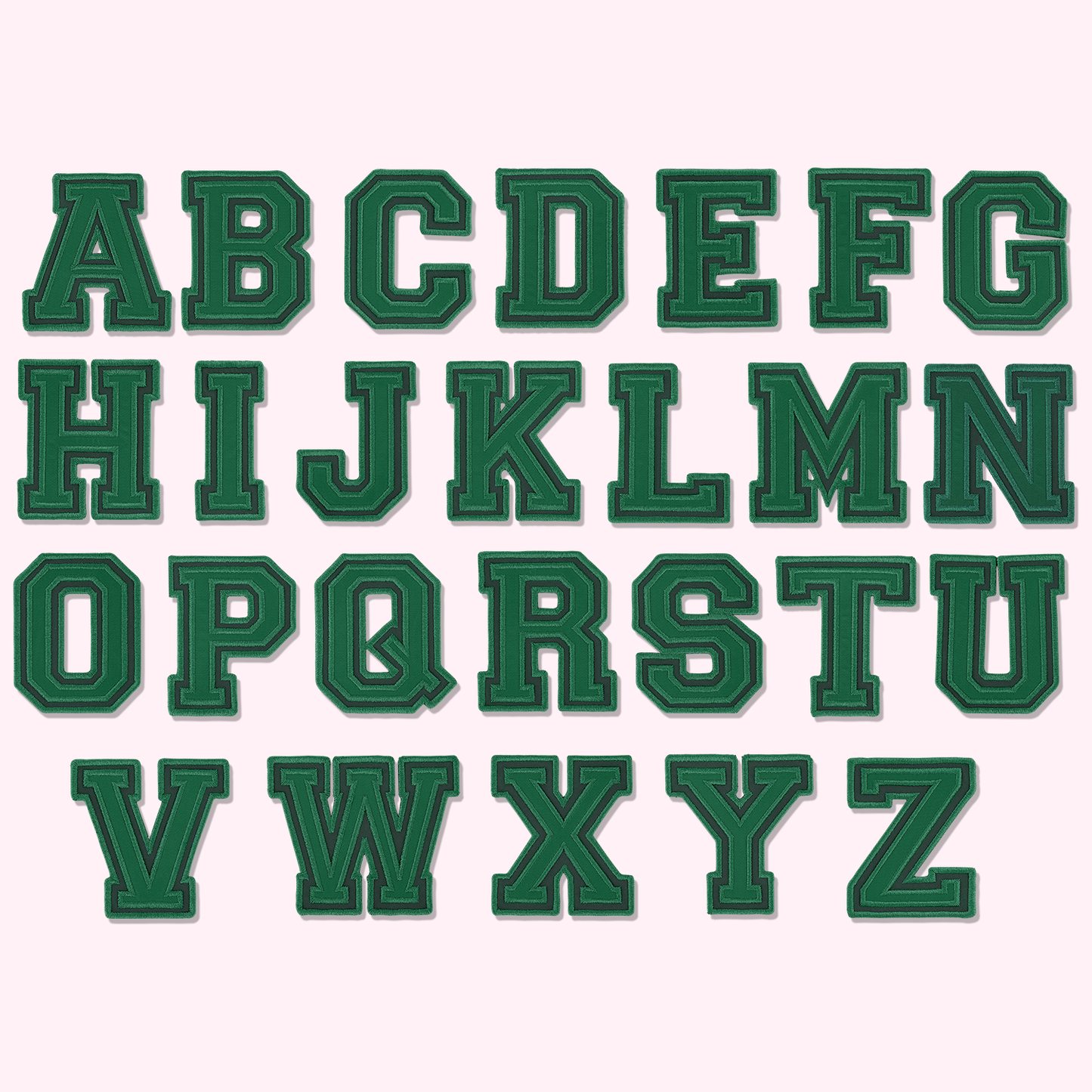 Presentation Alphabets: White & Green Varsity Letter B