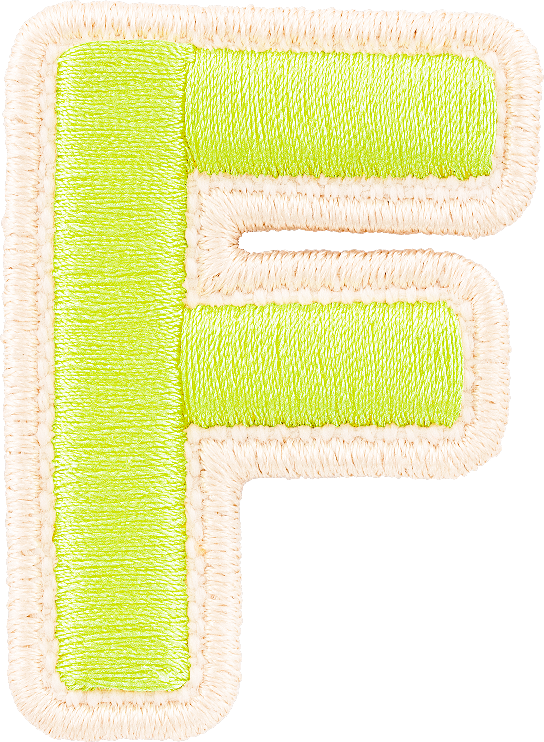 Lime Rolled Embroidery Letter Patches