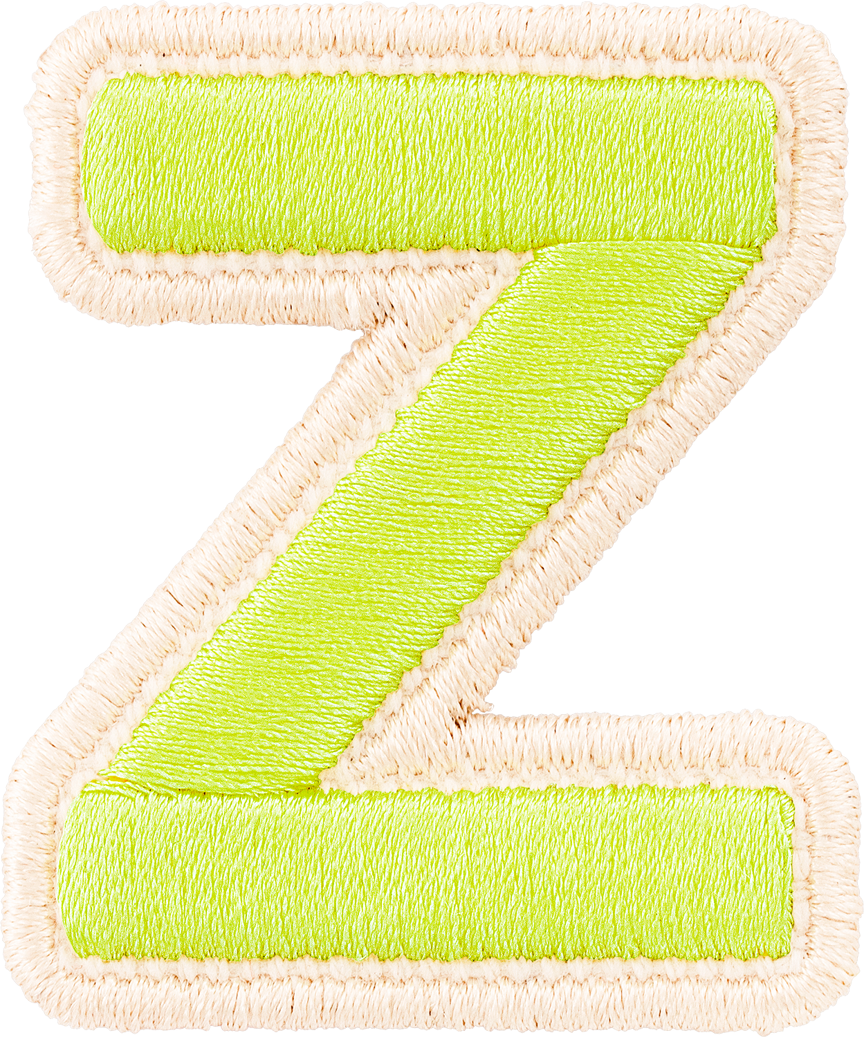 Lime Rolled Embroidery Letter Patches