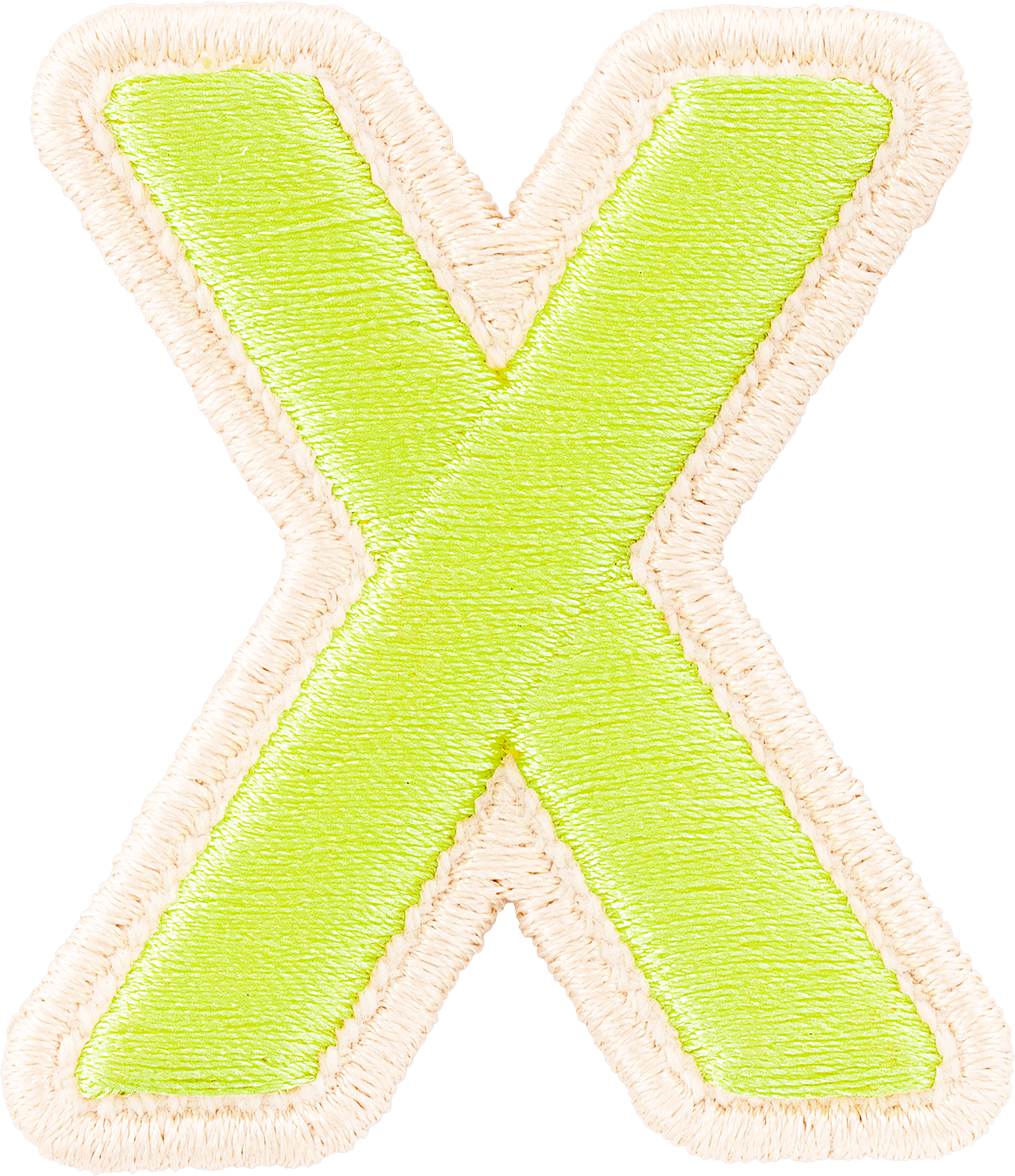 Lime Rolled Embroidery Letter Patches