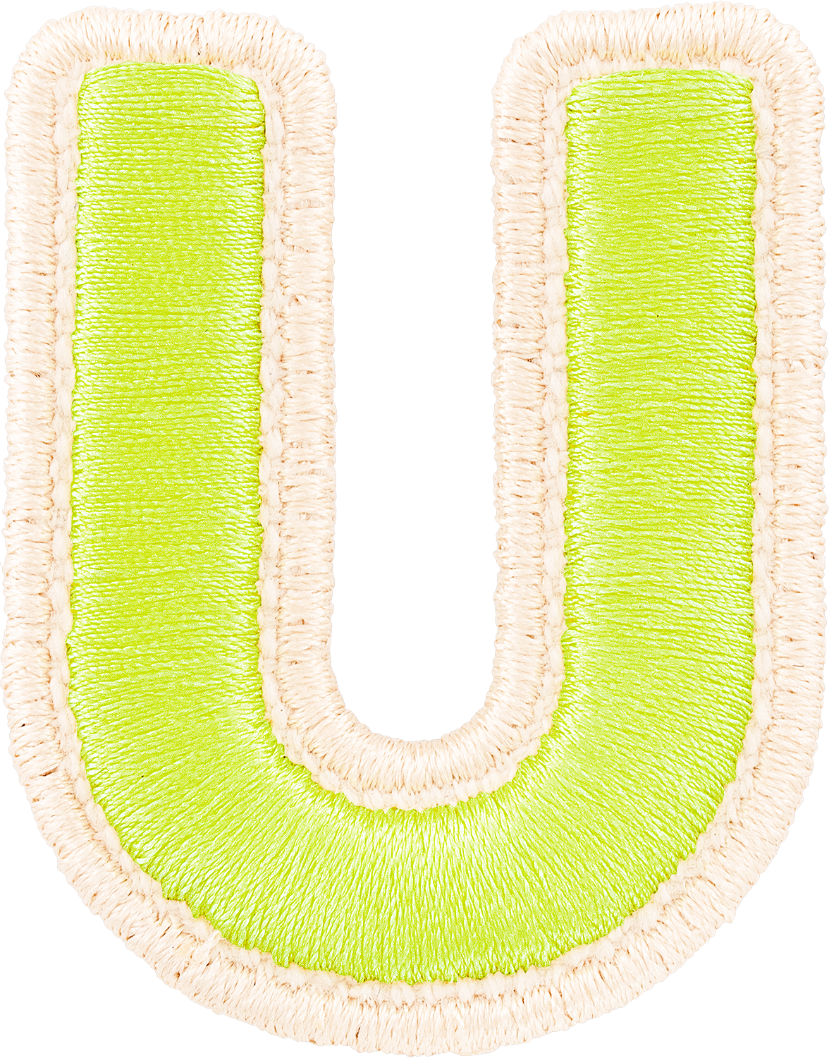 Lime Rolled Embroidery Letter Patches