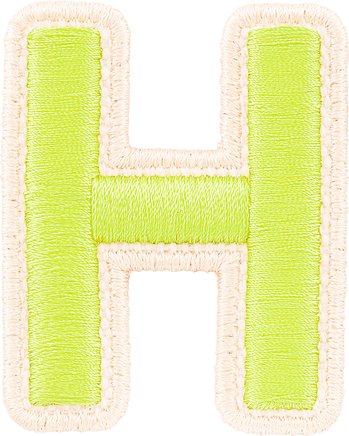 Lime Rolled Embroidery Letter Patches