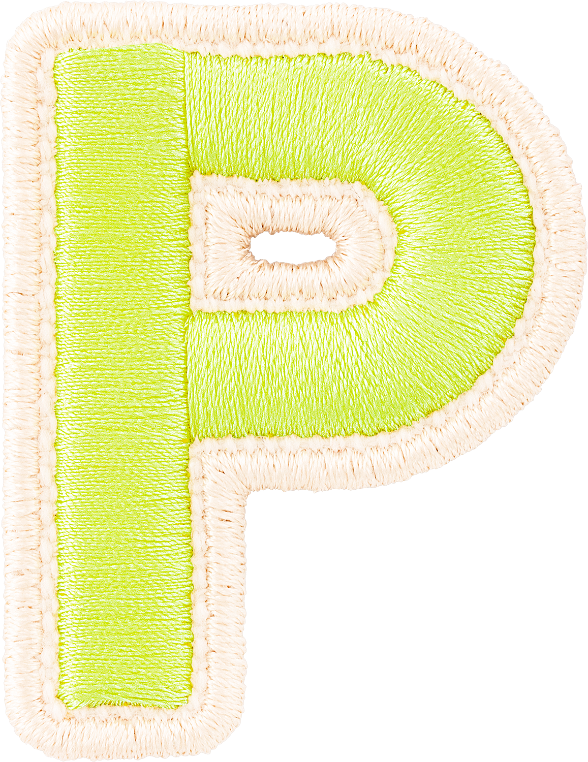 Lime Rolled Embroidery Letter Patches