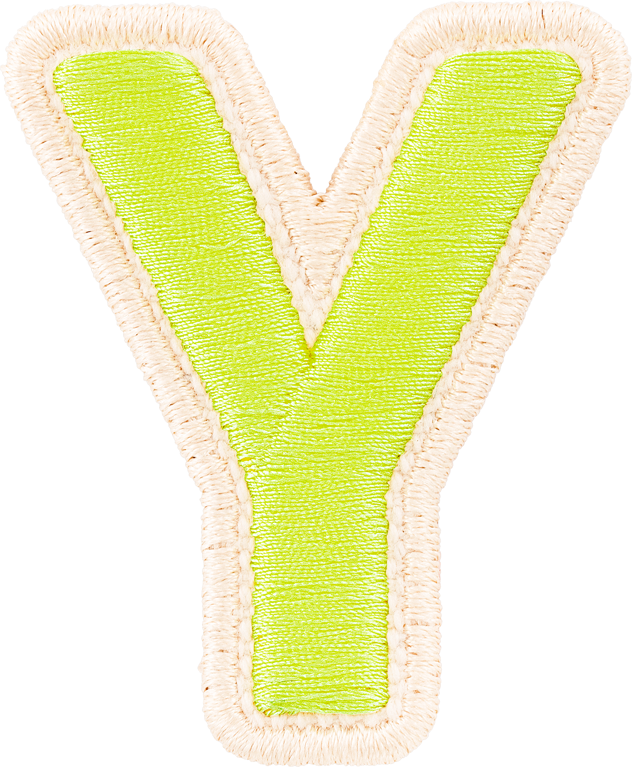 Lime Rolled Embroidery Letter Patches