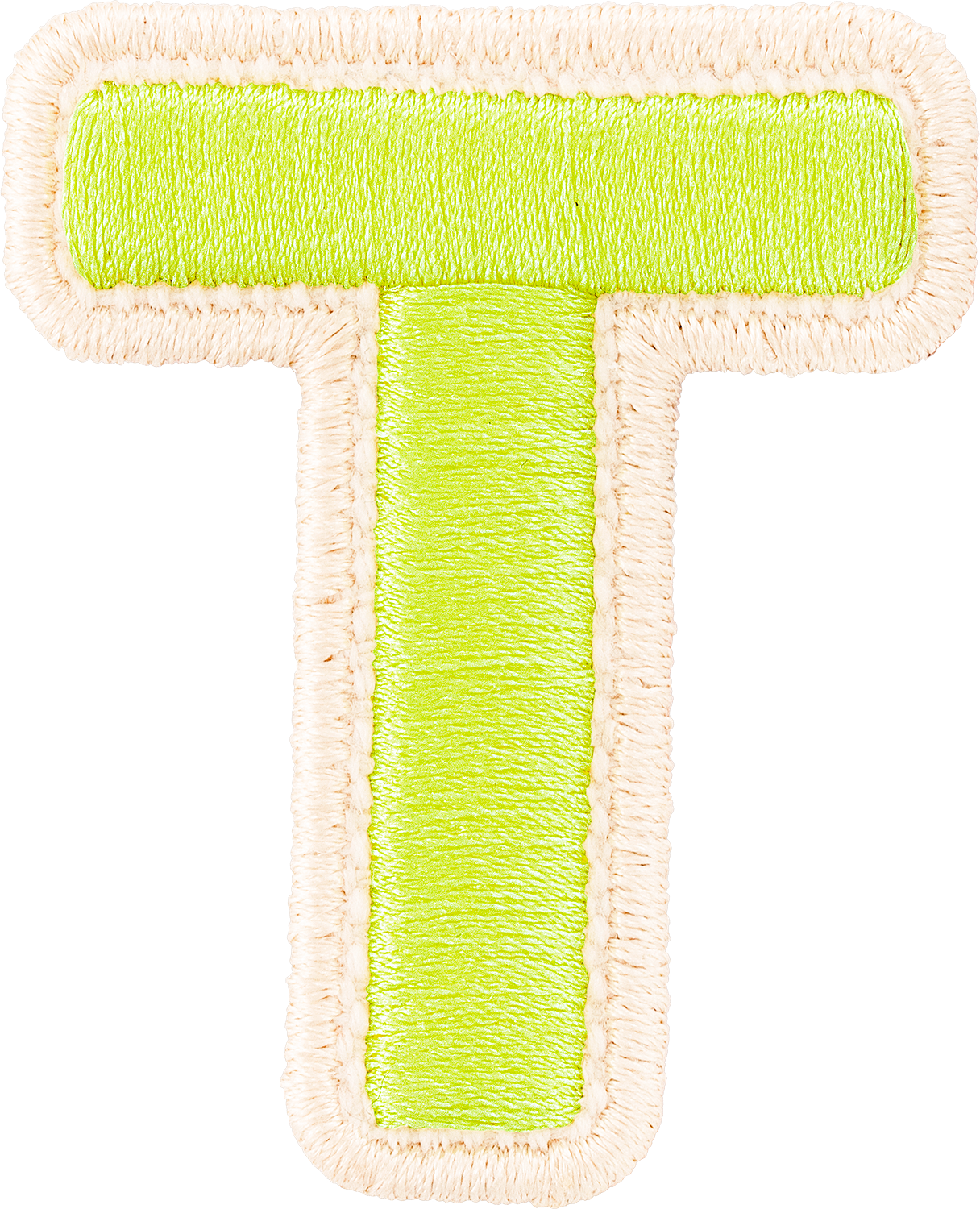 Lime Rolled Embroidery Letter Patches