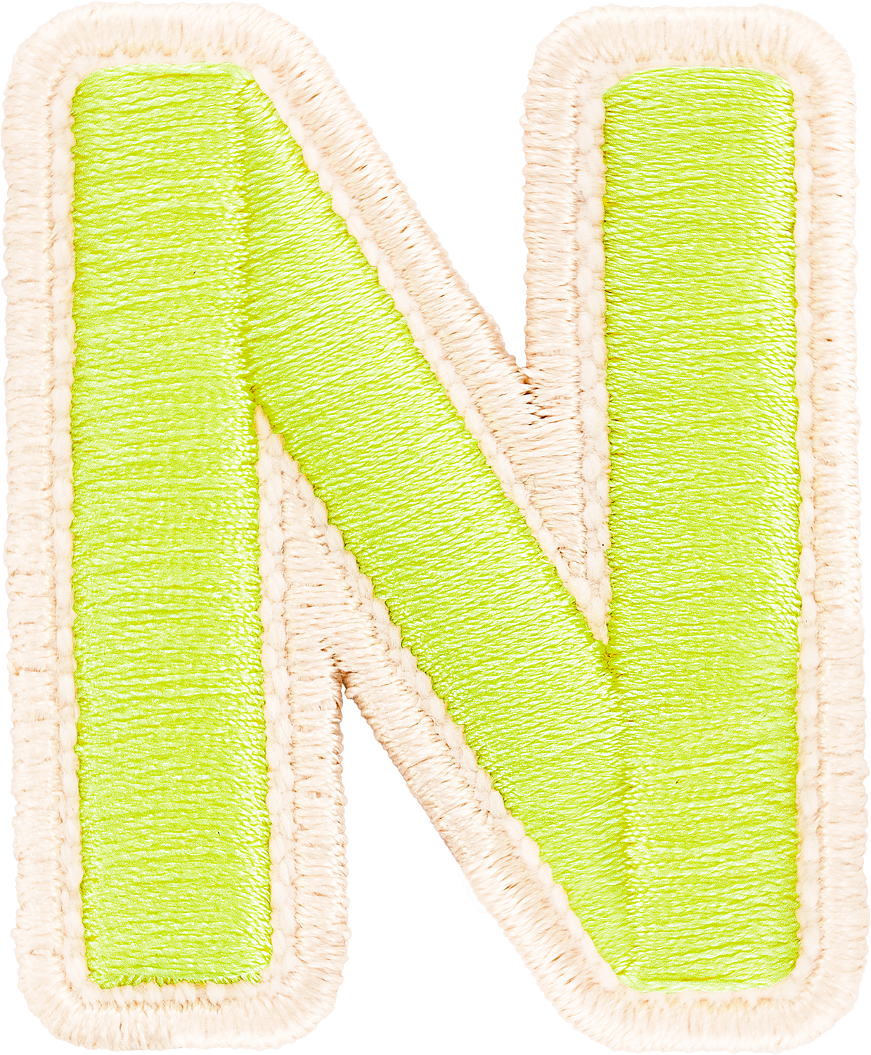 Lime Rolled Embroidery Letter Patches