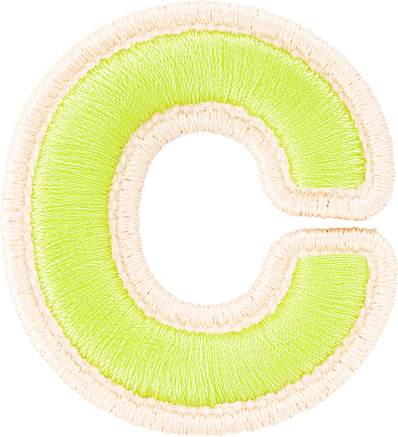 Lime Rolled Embroidery Letter Patches