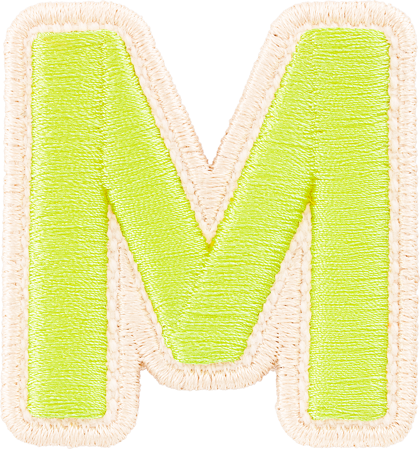 Lime Rolled Embroidery Letter Patches