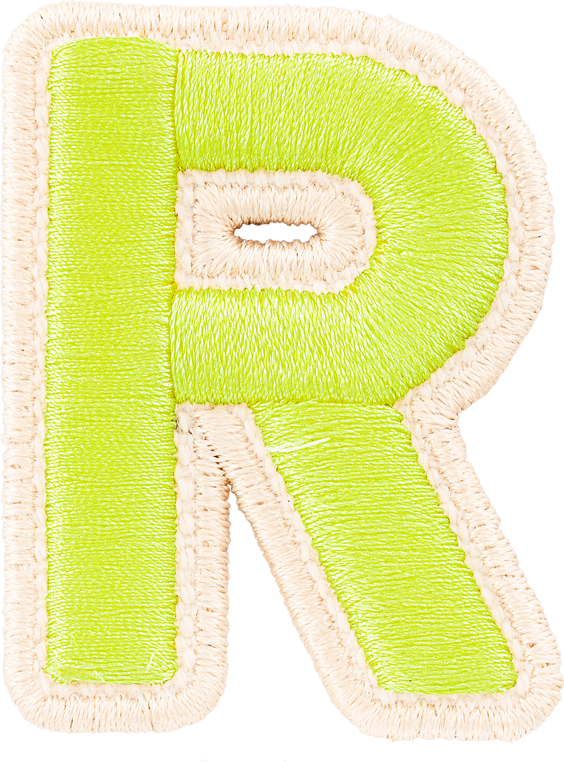 Lime Rolled Embroidery Letter Patches