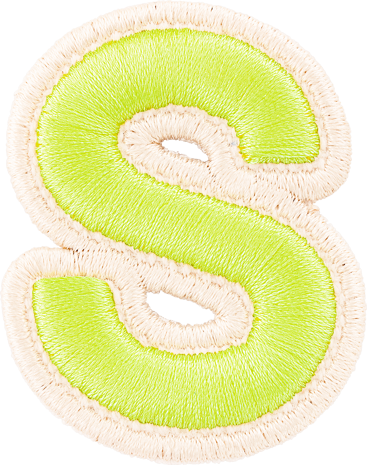 Lime Rolled Embroidery Letter Patches