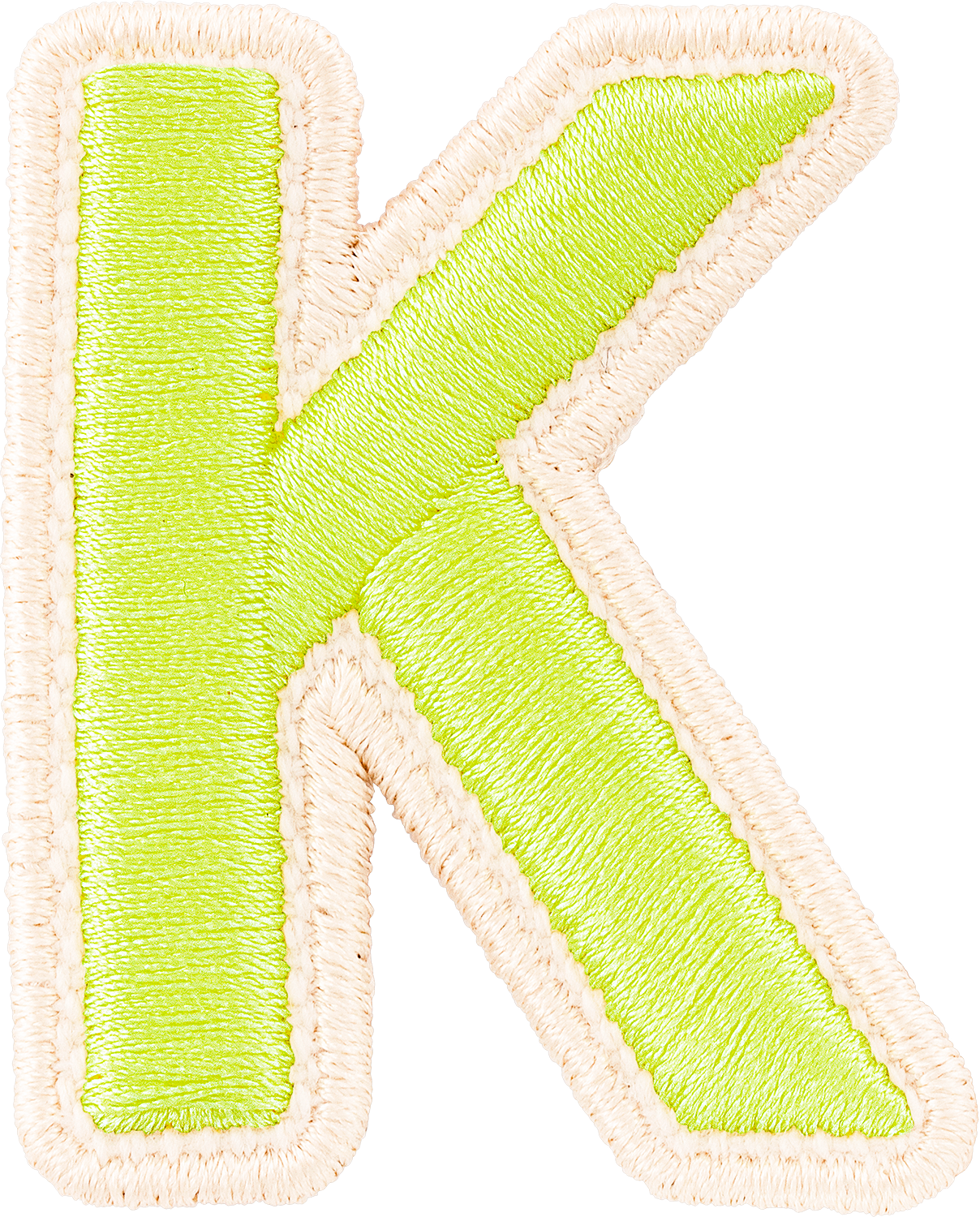 Lime Rolled Embroidery Letter Patches