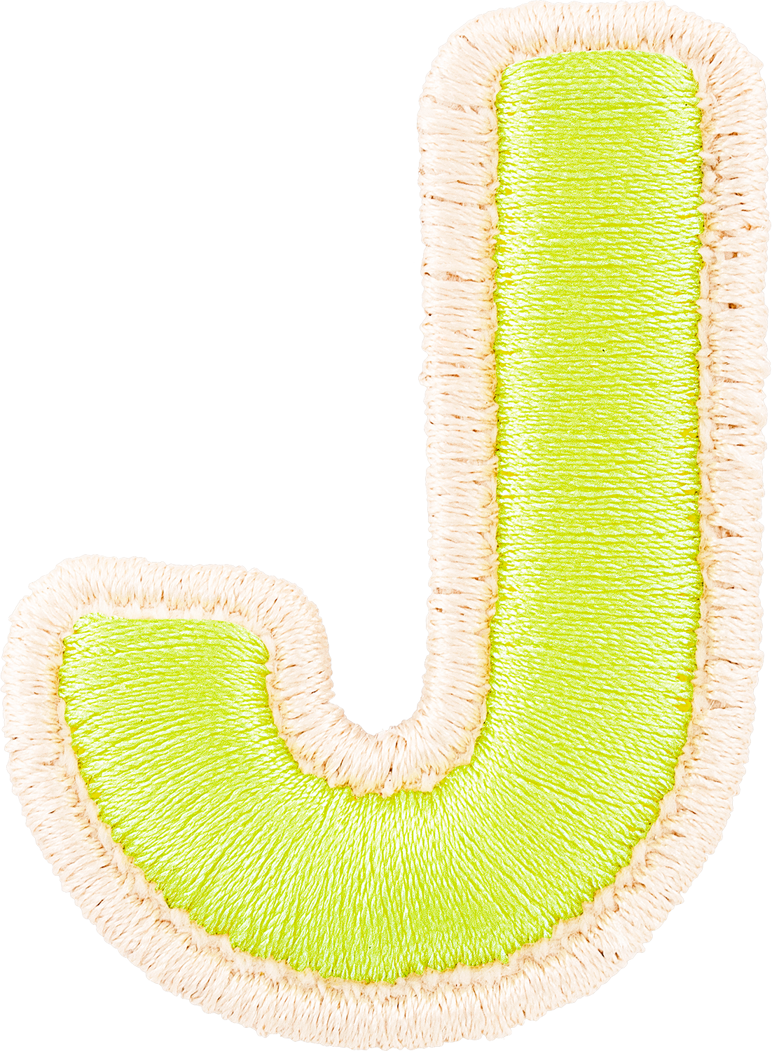 Lime Rolled Embroidery Letter Patches