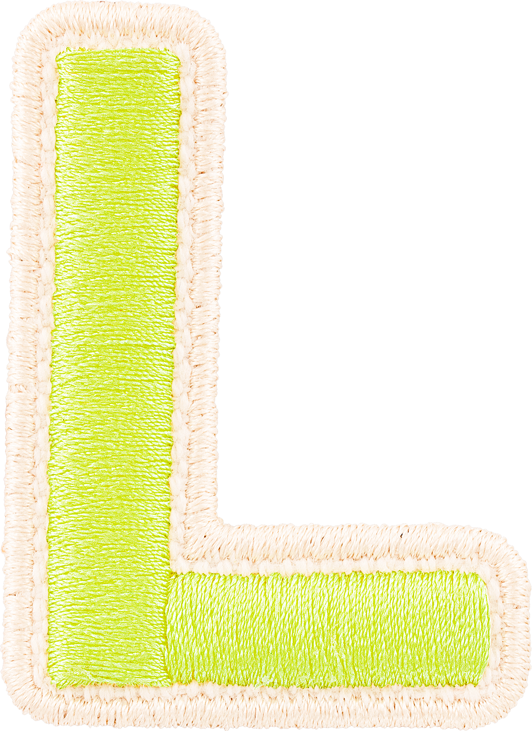 Lime Rolled Embroidery Letter Patches