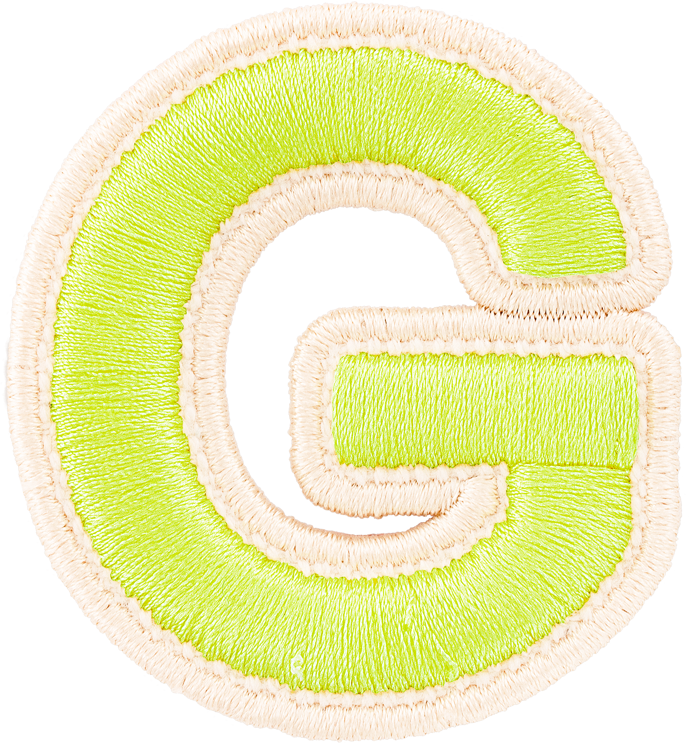 Lime Rolled Embroidery Letter Patches