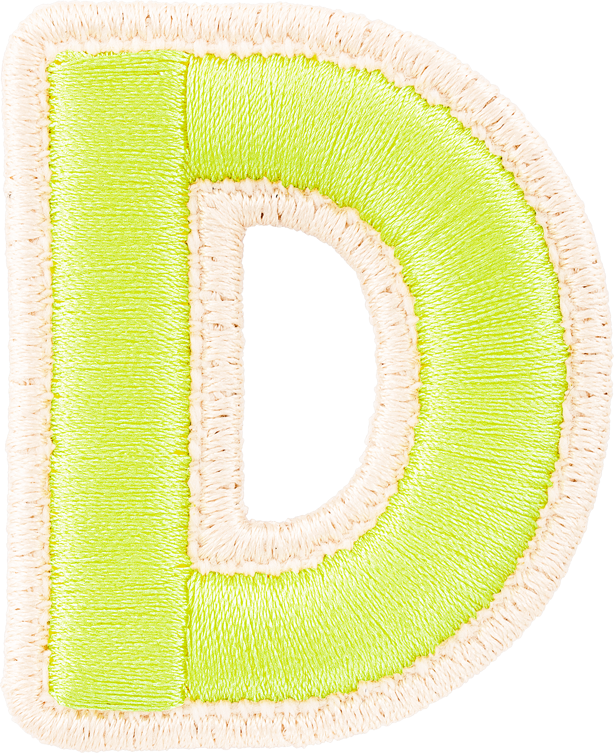 Lime Rolled Embroidery Letter Patches