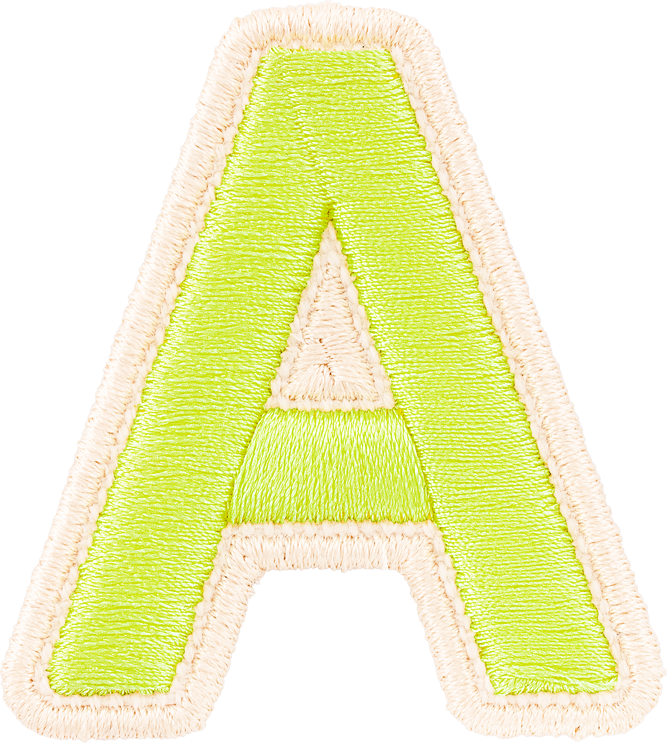 Lime Rolled Embroidery Letter Patches