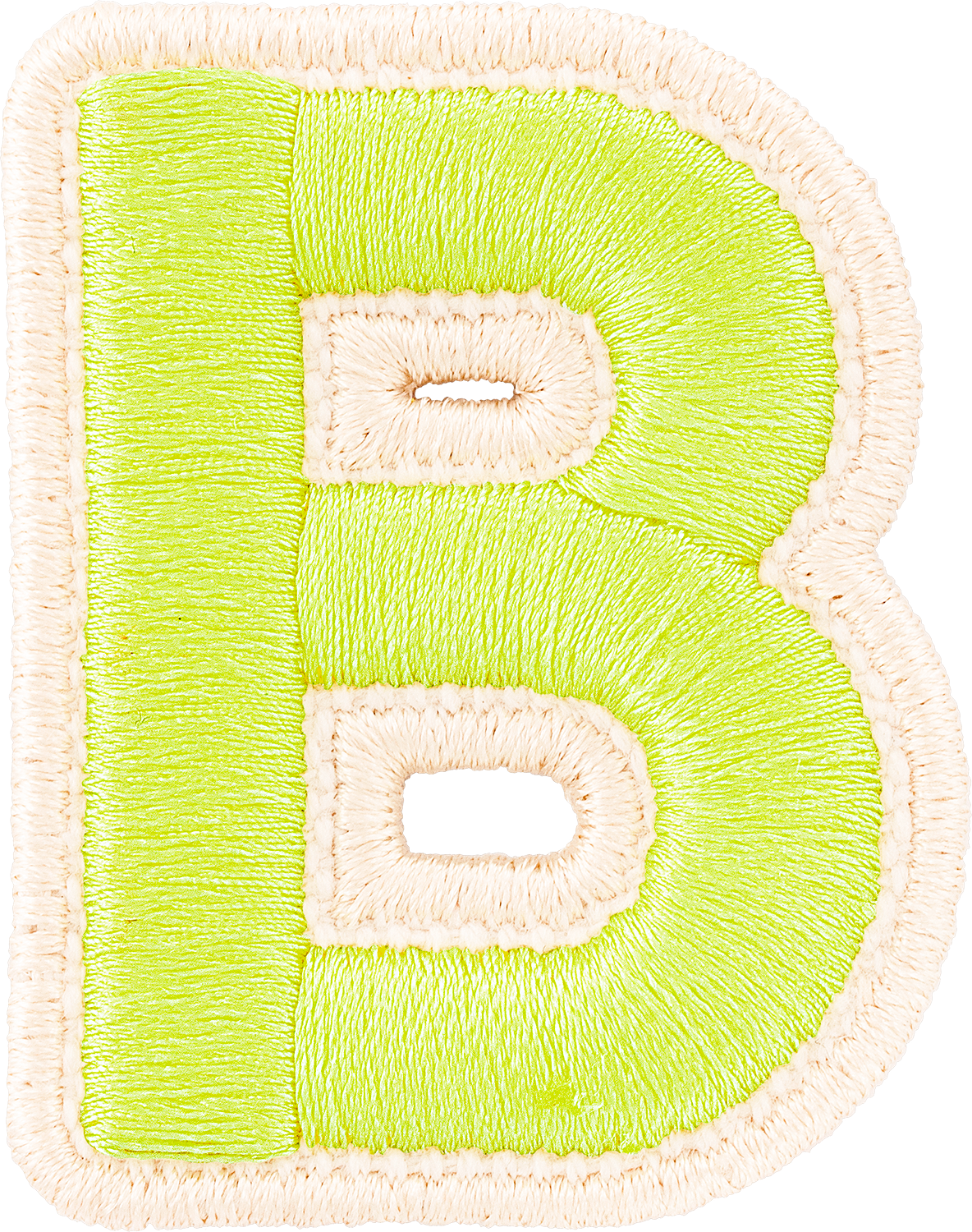 Lime Rolled Embroidery Letter Patches