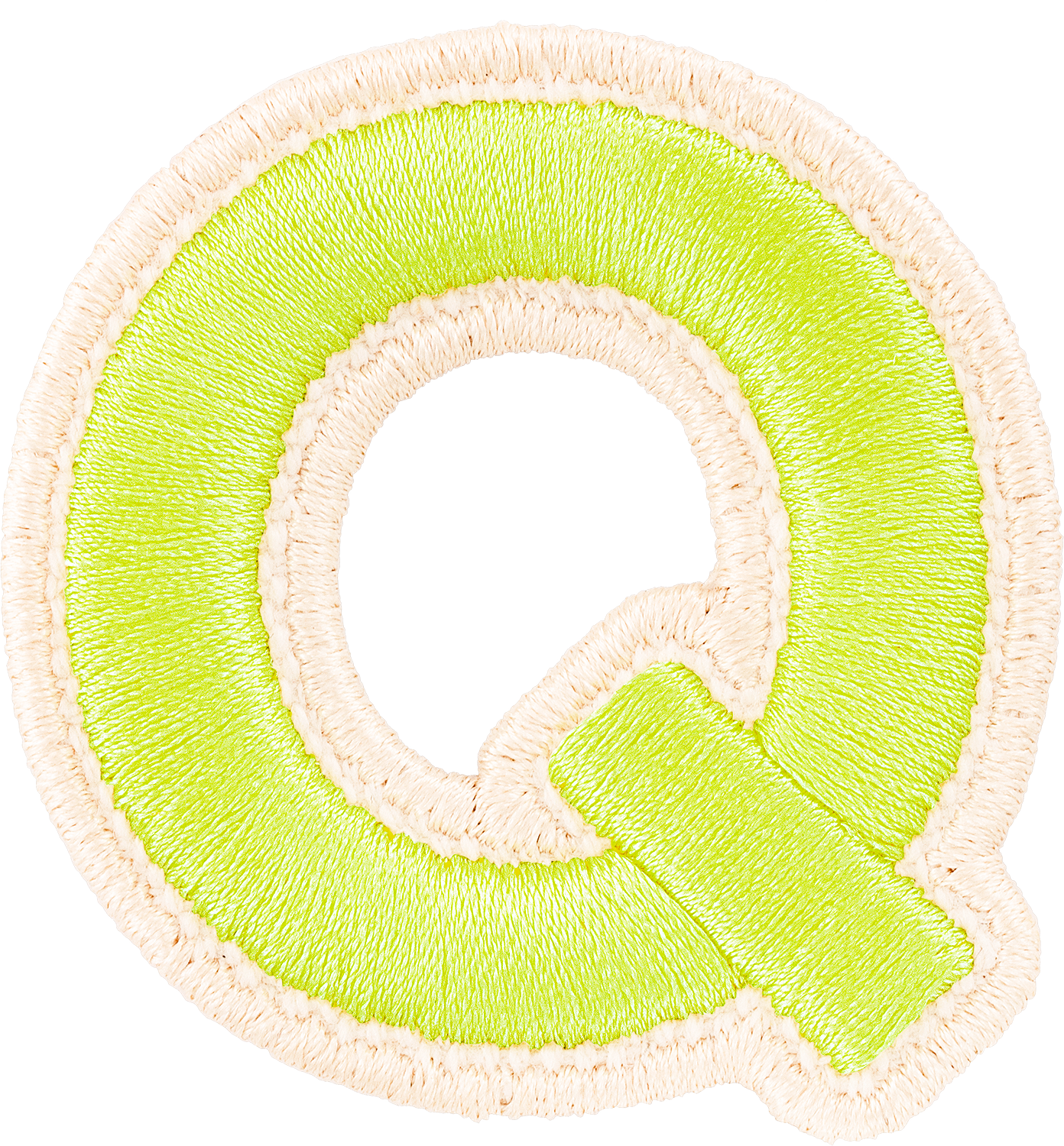 Lime Rolled Embroidery Letter Patches