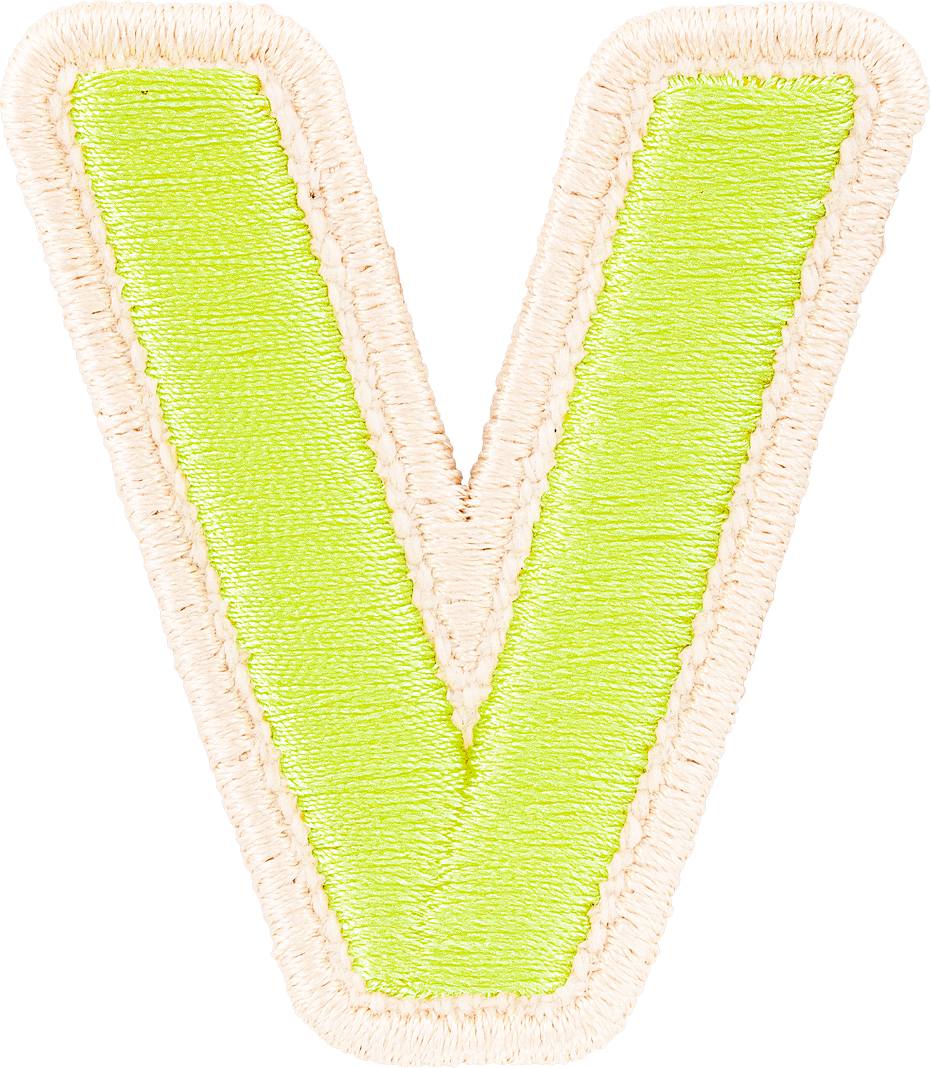 Lime Rolled Embroidery Letter Patches