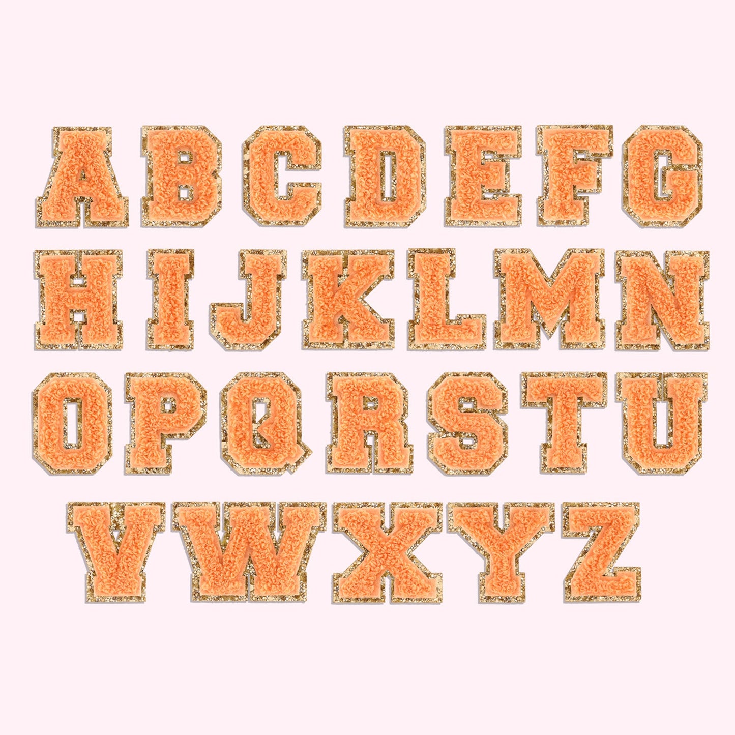 Peach Mini Glitter Varsity Letter Patch