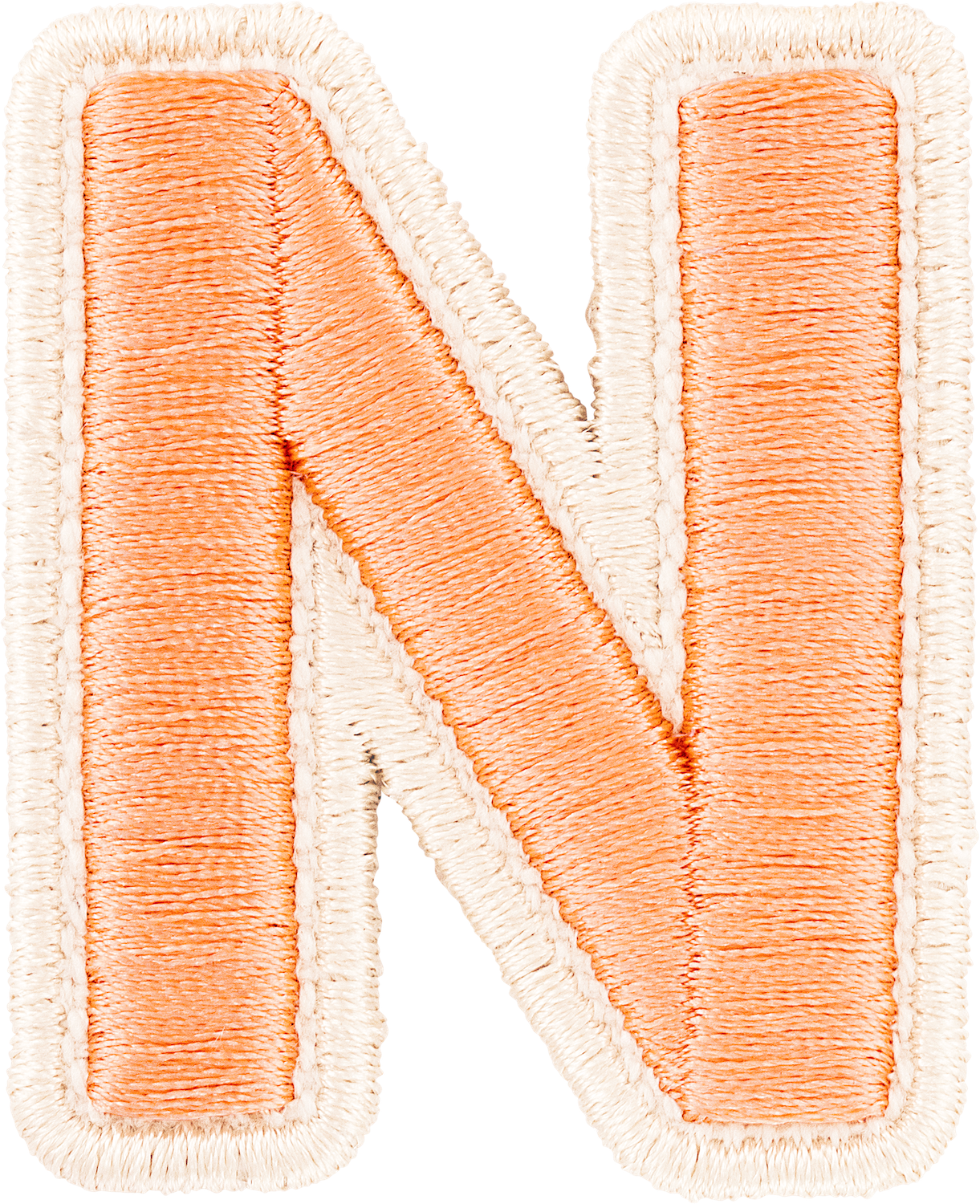 Peach Rolled Embroidery Letter Patches