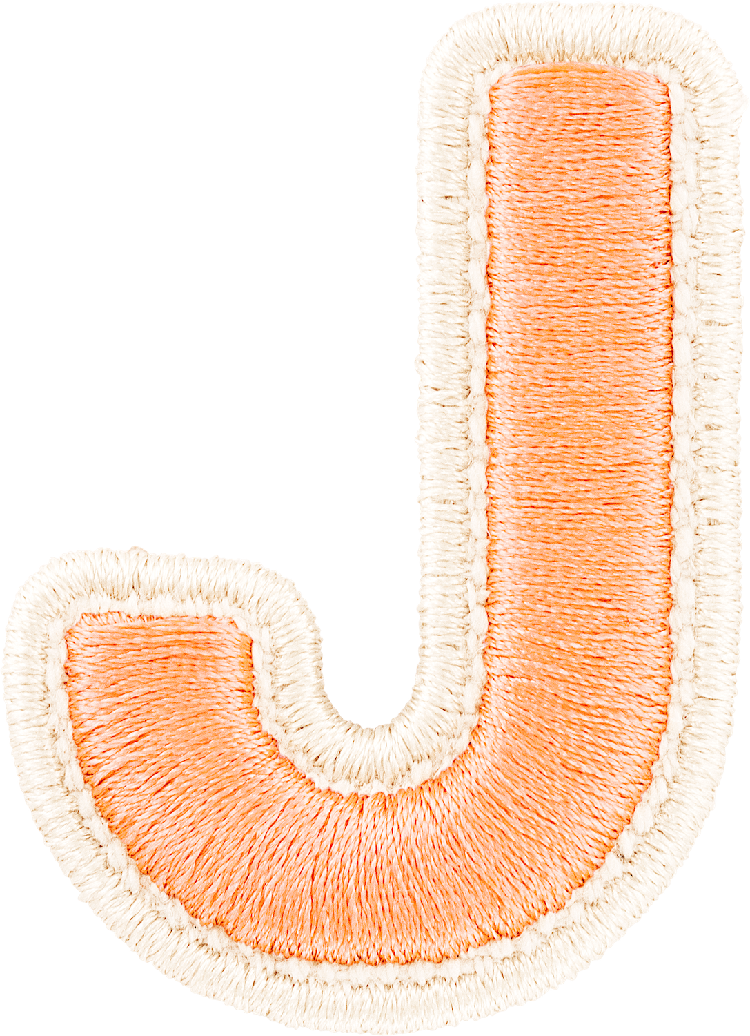 Peach Rolled Embroidery Letter Patches