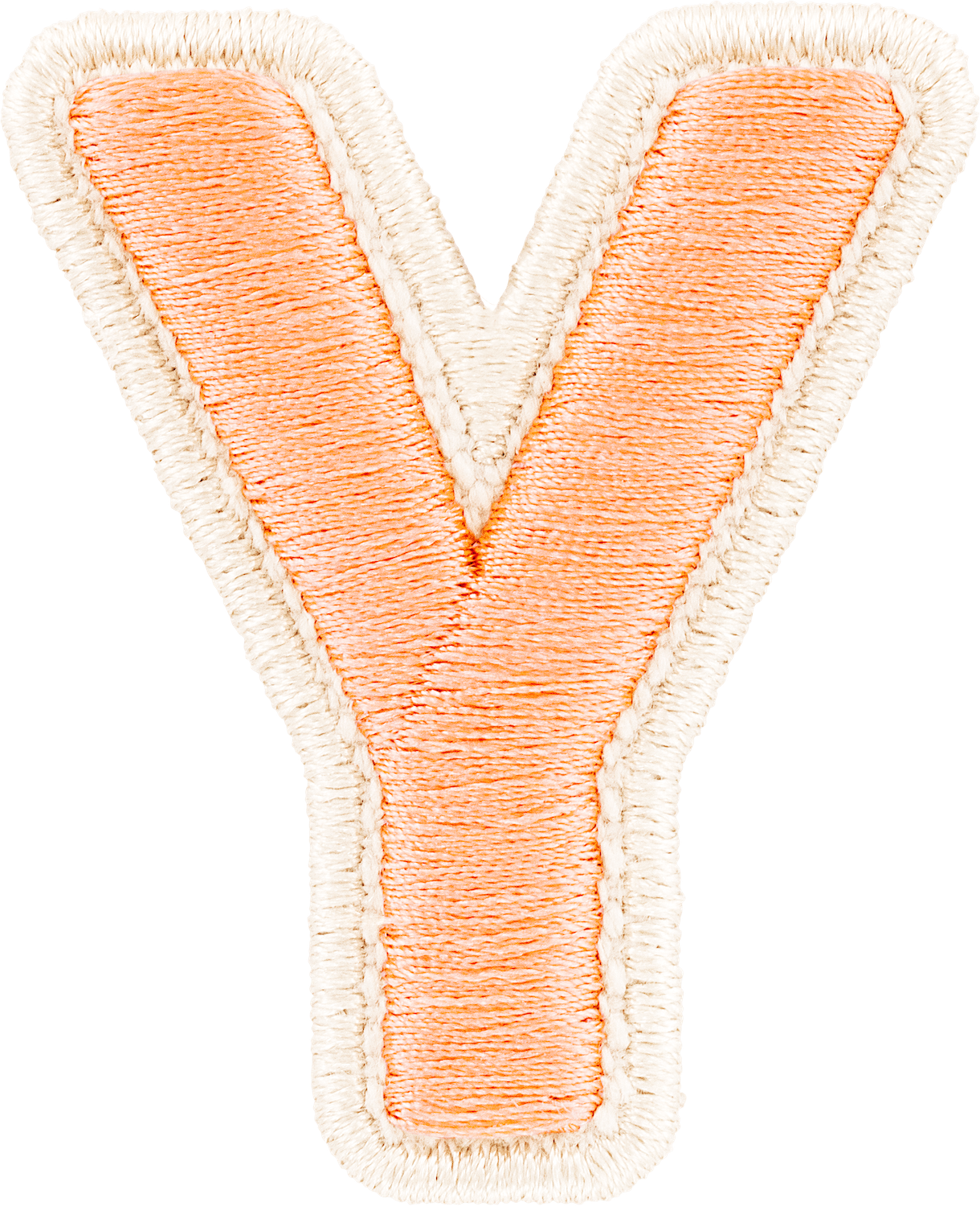 Peach Rolled Embroidery Letter Patches