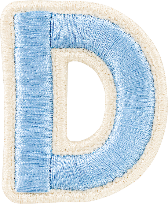 Periwinkle Rolled Embroidery Letter Patch