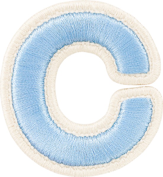 Periwinkle Rolled Embroidery Letter Patch