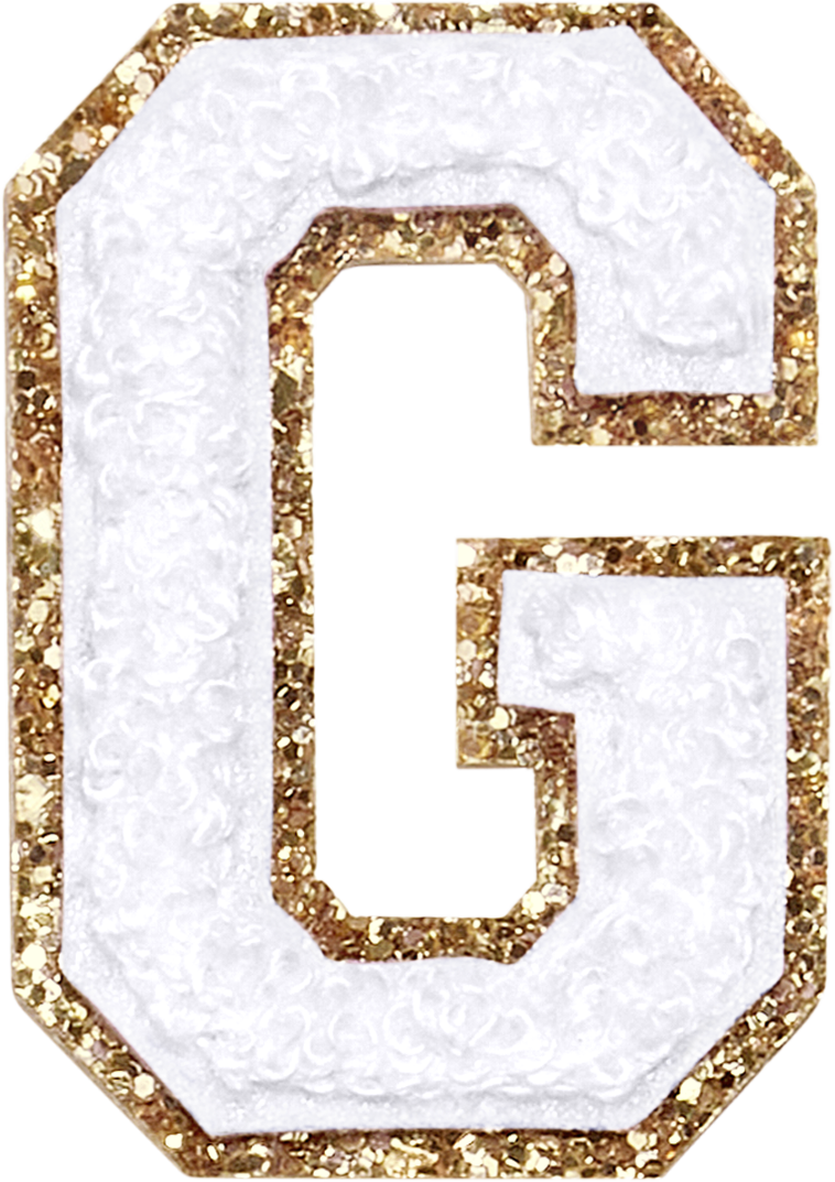 Blanc Glitter Varsity Letter Patches | Stoney Clover Lane Patches