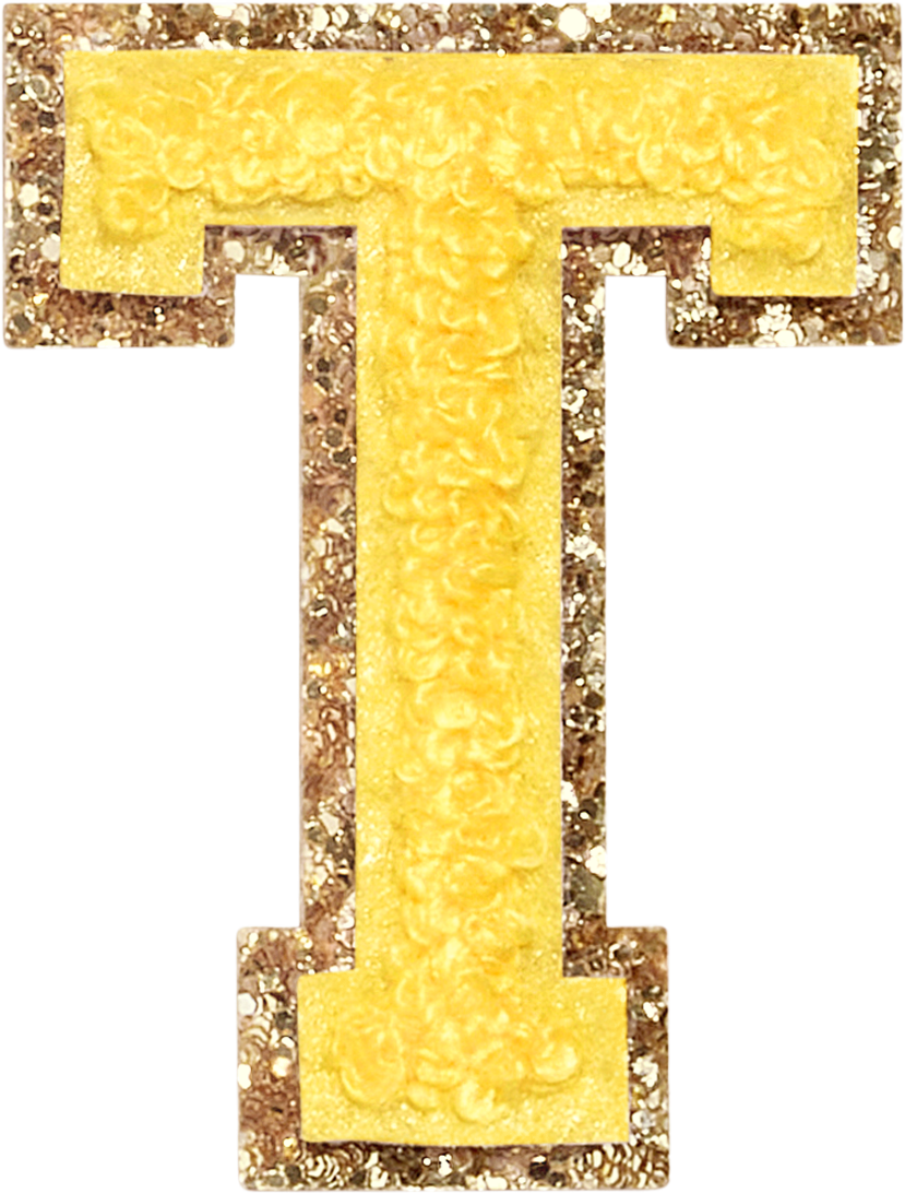 Lemon Glitter Varsity Letter Patches | Stoney Clover Lane Patches